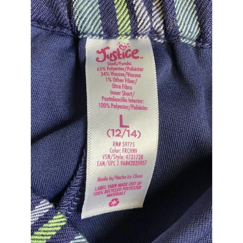 Justice Girls Faux Wrap Plaid Skirt Size L 12/14